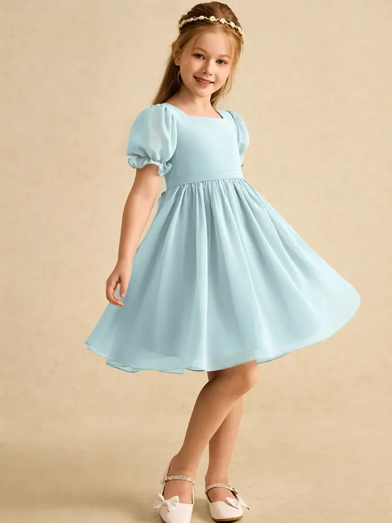 Blue a-line chiffon child's mommy and me dress from Azazie