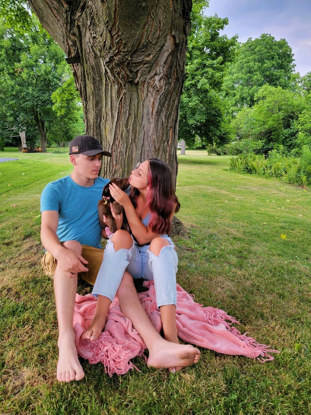 The day before Leeann's 21st birthday, Ryan brought their first puppy, Luna, home! She became their whole world and the biggest joy of their lives, yet! 🐾🤎