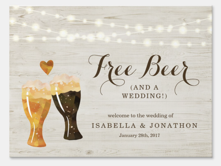 Free Beer and a Wedding Welcome Sign