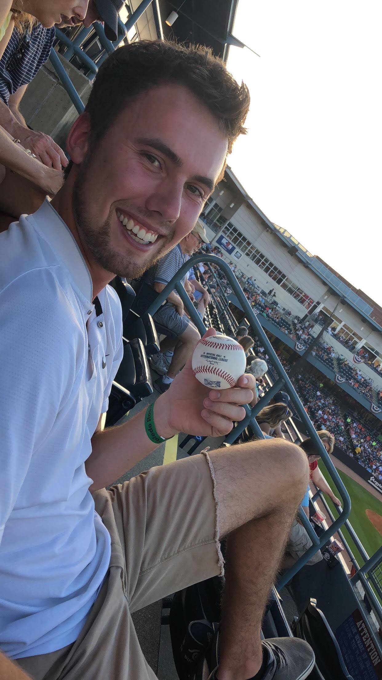 Trey and Lexi went on their first date to a Mudhens Game and Trey caught her a ball!