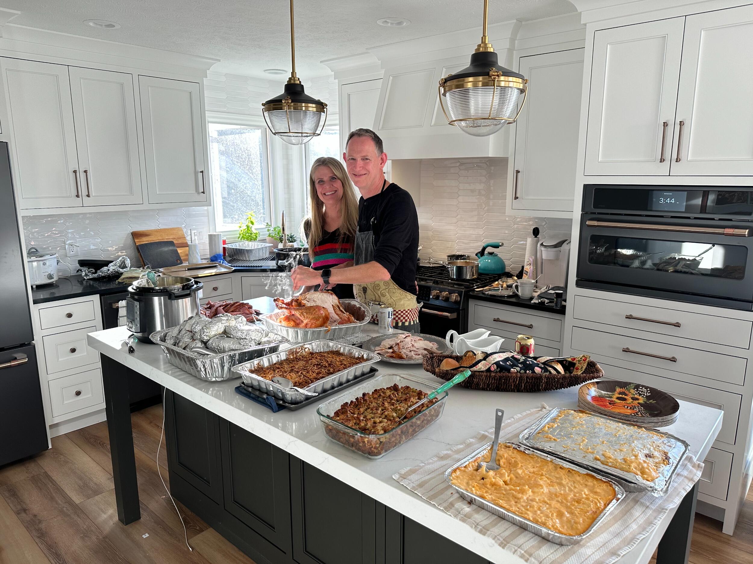 The first of many extended family Thanksgiving dinners at our house.