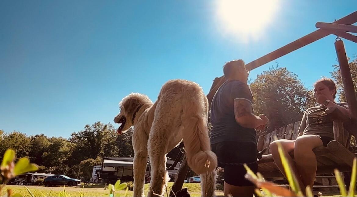 Our engagement: Fredericksburg, VA KOA camping trip.