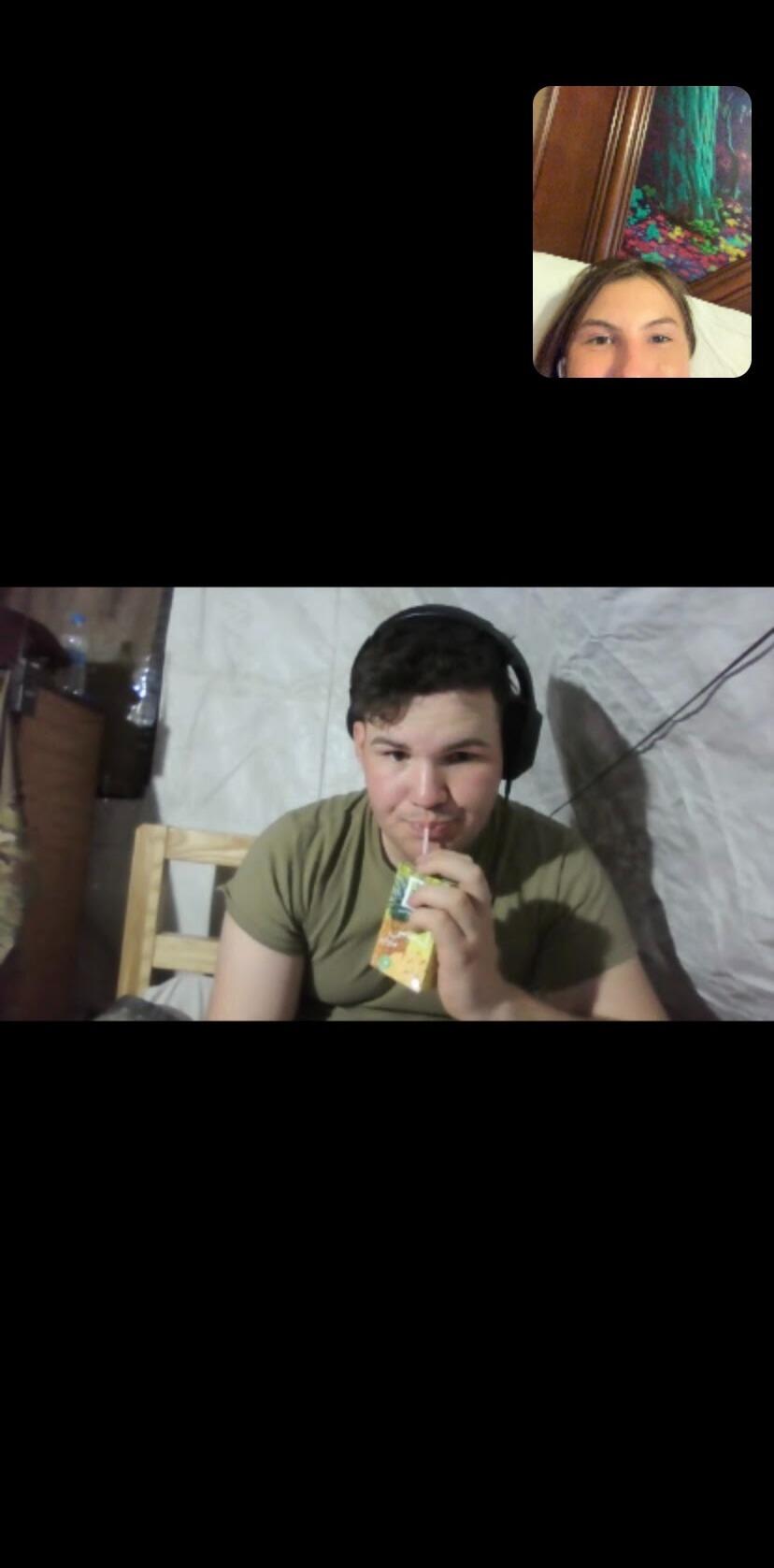 Valentines day over facetime while Christian was deployed in Iraq