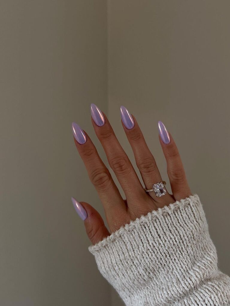 Lavender chrome wedding nails