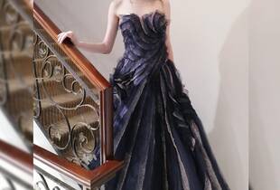 chinese dress ladies V-NECK A-LINE GOWN WITH CRYSTAL NECK DETAIL main image 0