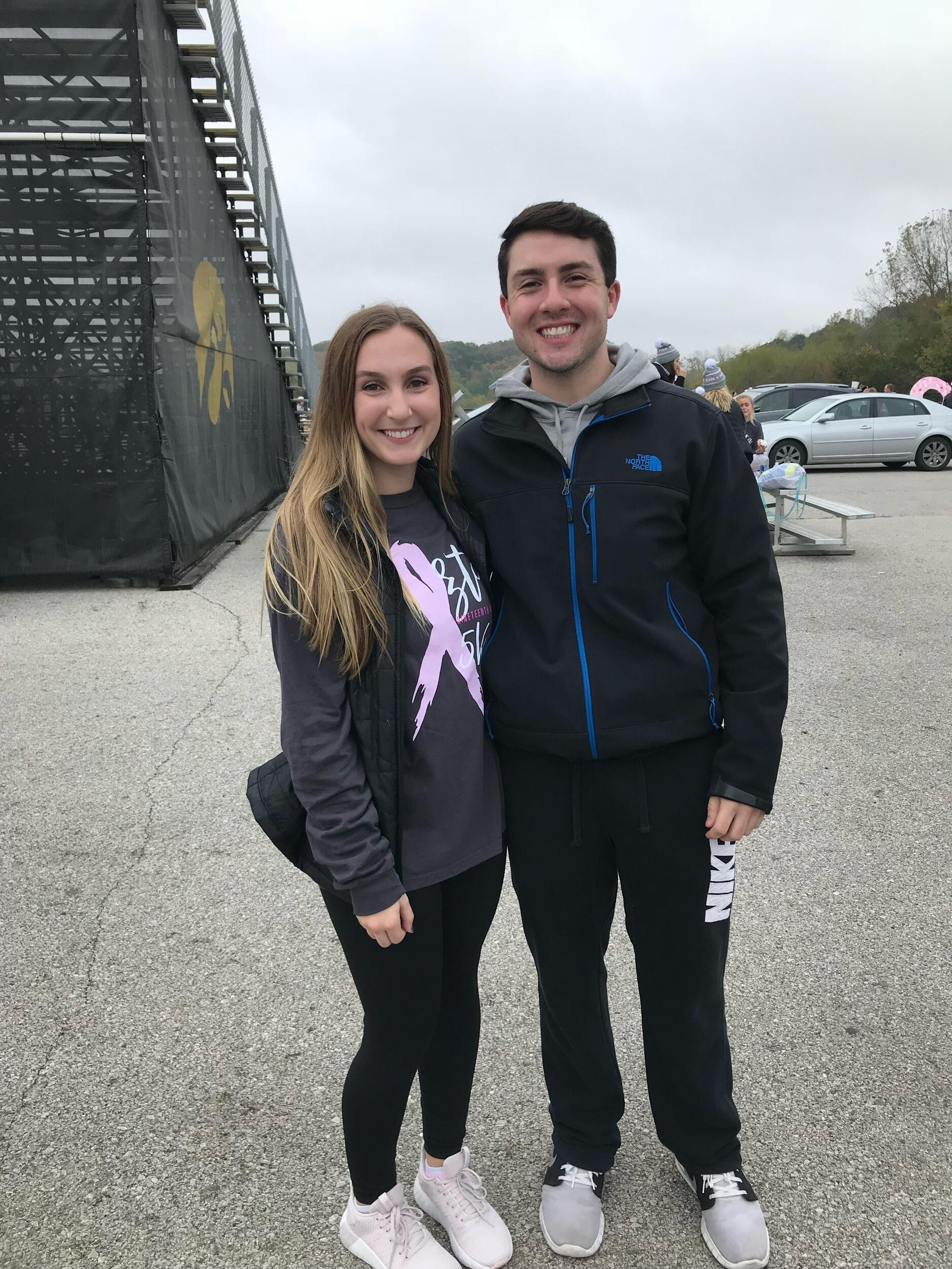 Maddy and Luke's first picture together at the ZTA 5k! They had been talking for only about a month at this point and she was so excited for him to come! 