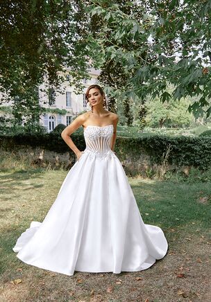 Mikado Ballgown with Exposed Boning and Floral Detail