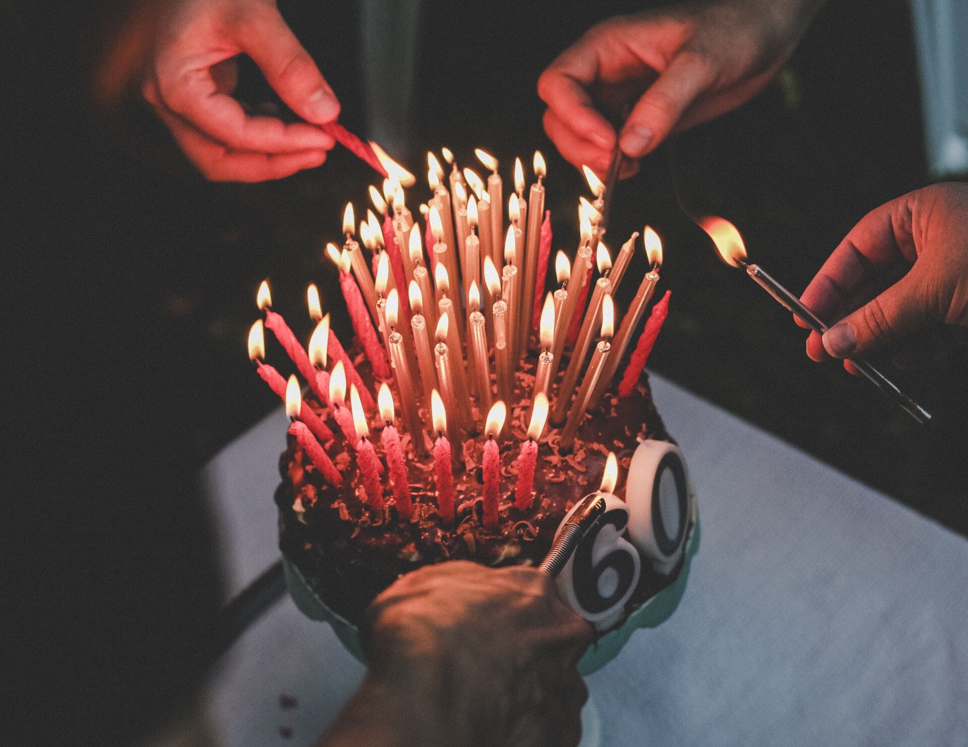 60th Birthday Cake with 60 candles