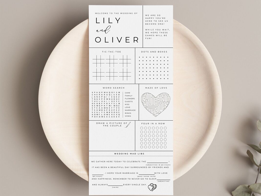Printable wedding game sheet