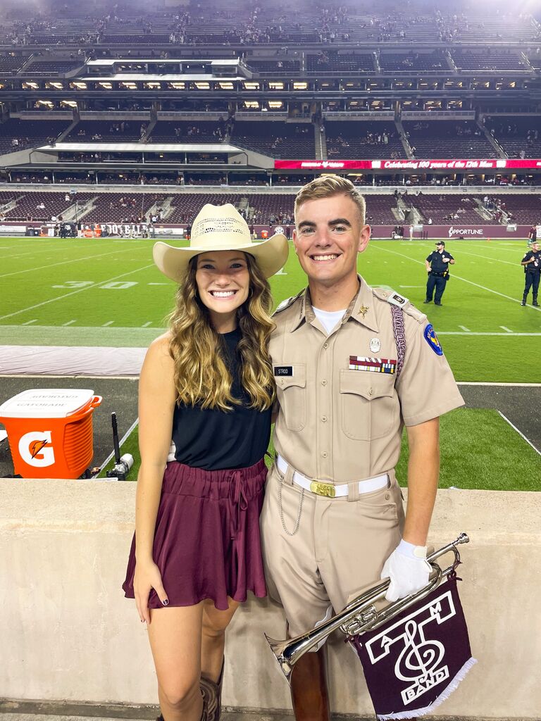 Fall 2021: Joshua was part of the Bugle Rank for the Fightin' Texas Aggie Band and Caroline got a front row spot to all football games and halftime performances. Some of our favorite memories were made in Kyle Field (like beating Alabama 41-38)!!! Joshua seems to think I (Caroline) dated him only for the front row seats, which is only partly true! 