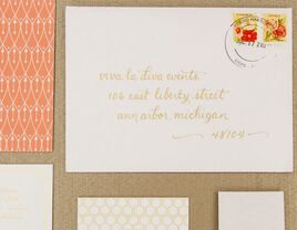 Hand-canceled wedding invitation suite