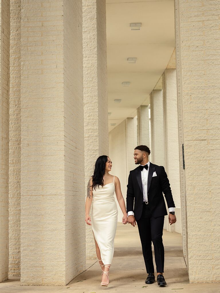 Engagement photo taken at Mint Museum in Charlotte, NC
