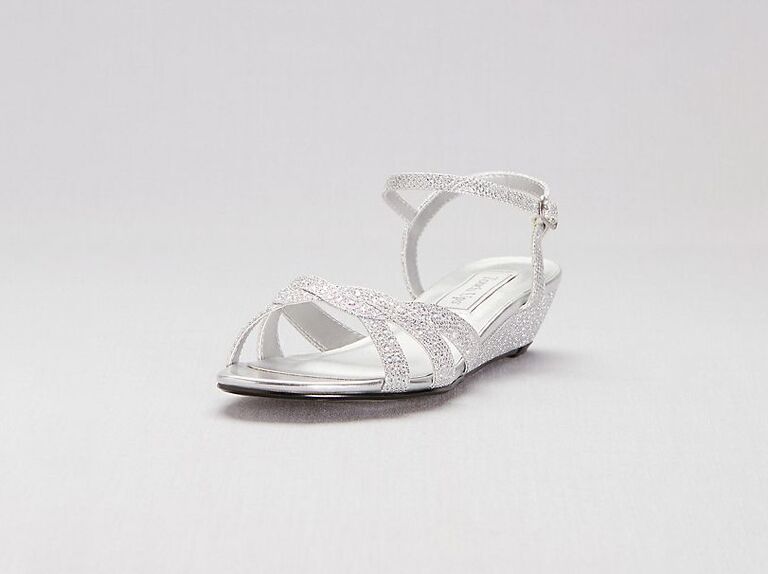white and silver wedges