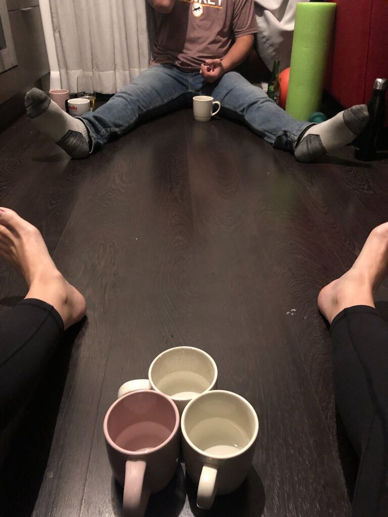 Right at the very beginning of being "friends" (ok Daniel), and running out of things to do during the lockdown. Penny pong was our go to until Daniel chipped Kelly's tooth.