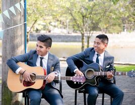 Musicians at outdoor wedding ceremony 