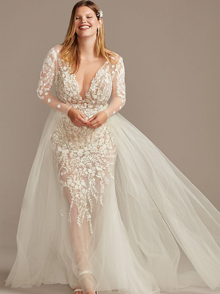 Unique Wedding Dress with Illusion Neckline