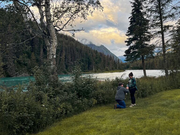 Rachel + Joseph finally got engaged on their dream trip in Cooper Landing, AK