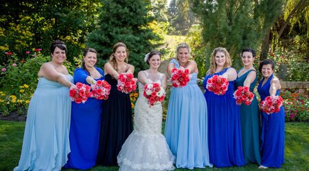 Forget me not blue bridesmaid clearance dress