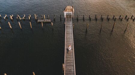 Fishing Pier Lights // Custom Matte Print // Beautiful Aerial