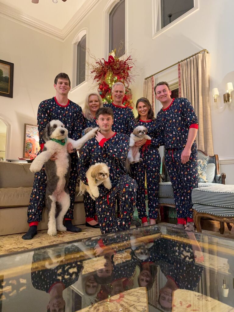 Hennelly wearing the precious Christmas pajamas