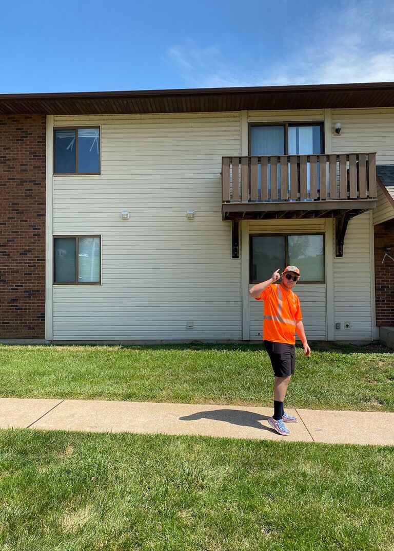 Saying goodbye to his first apartment!
