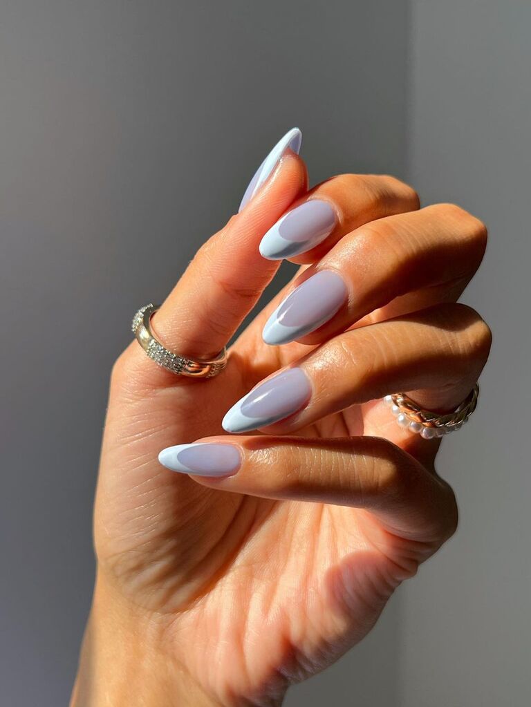 Blue French manicure bridesmaid nails