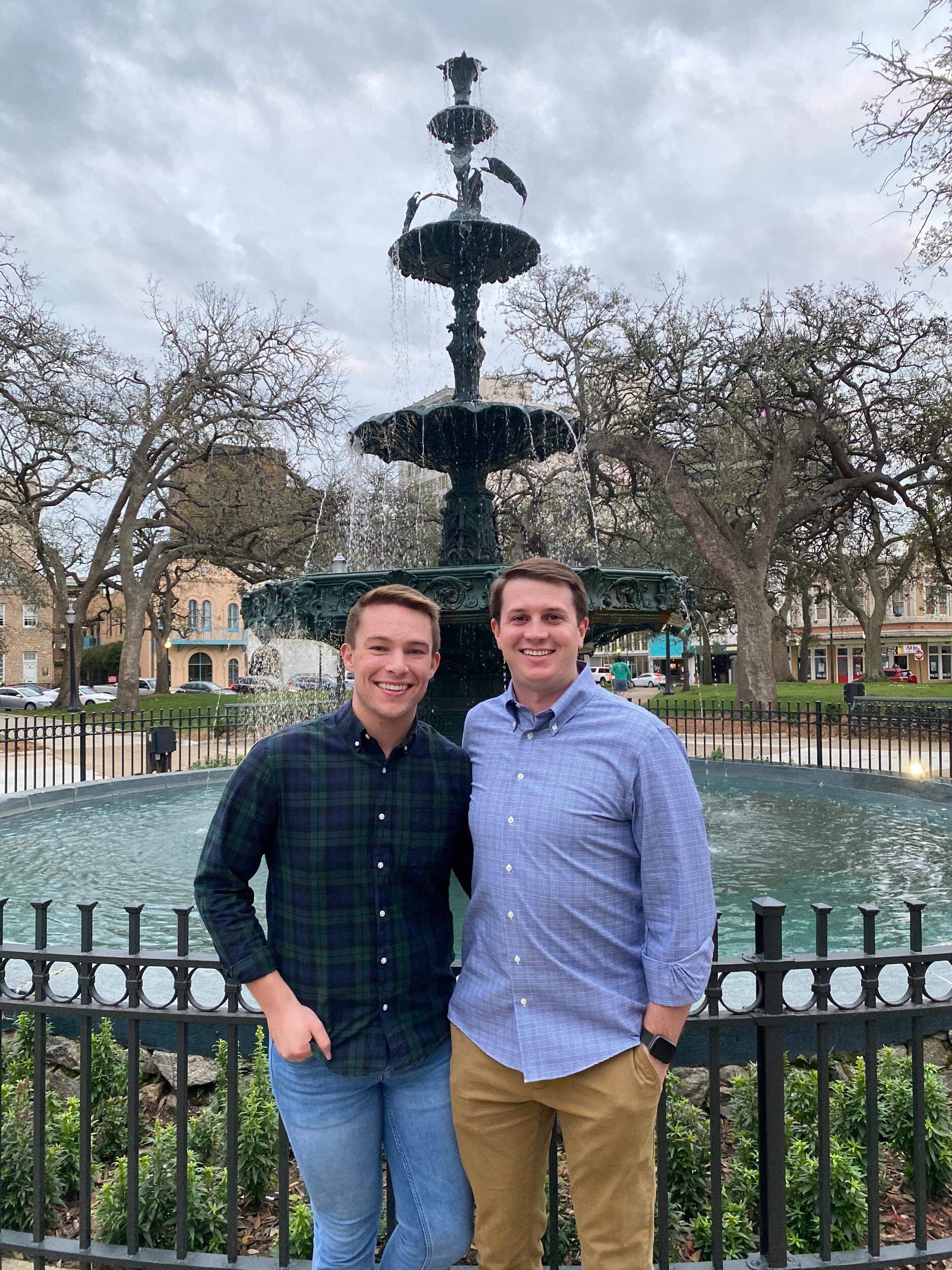 Gavin and Harrison in Bienville Square in Mobile. A quick weekend trip to see friends in Mobile would have to be one of their favorite activities! 