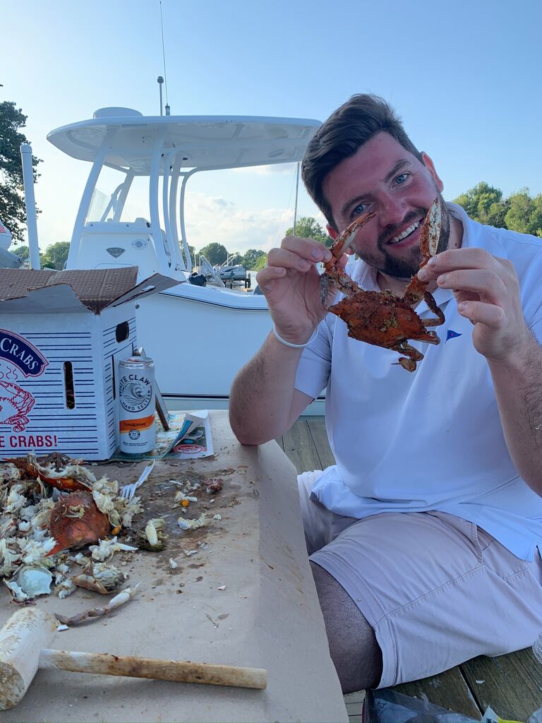 Justin's first time picking crabs! It may be a lifelong battle trying to convince him to love them!