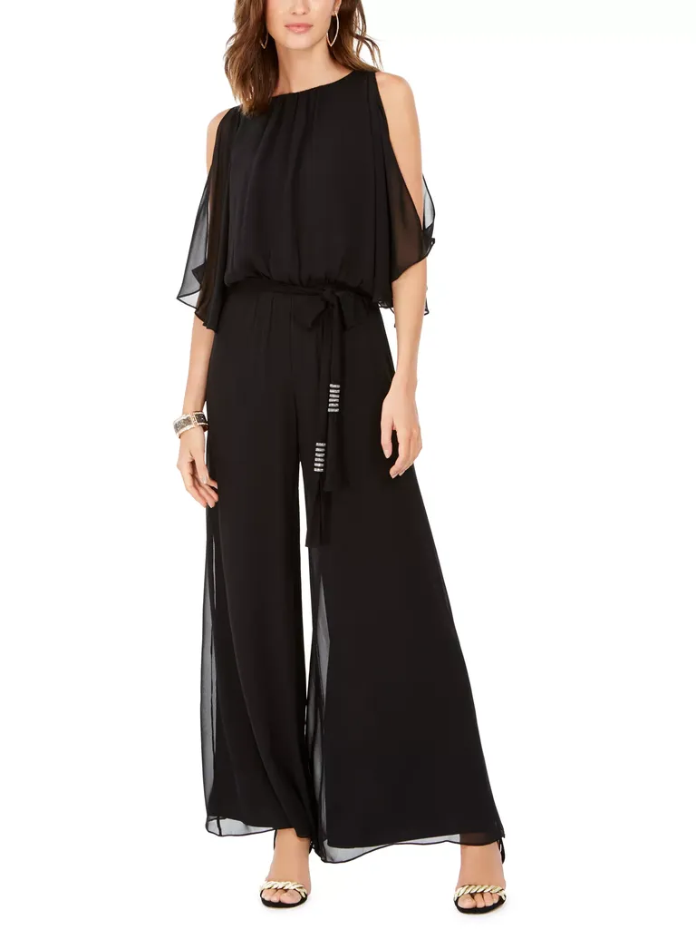 MSK black jumpsuit mother-of-the-bride beach wedding guest outfit