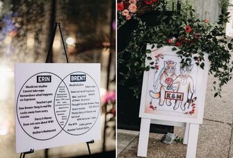 Two funny wedding signs