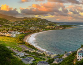 Aerial view of St. Kitts & Nevis at sunset