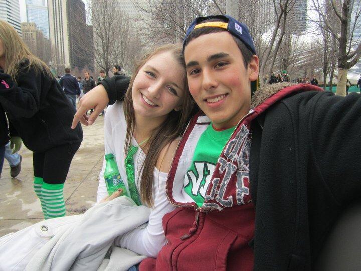 First picture together. Saint Patrick's Day Parade in Chicago