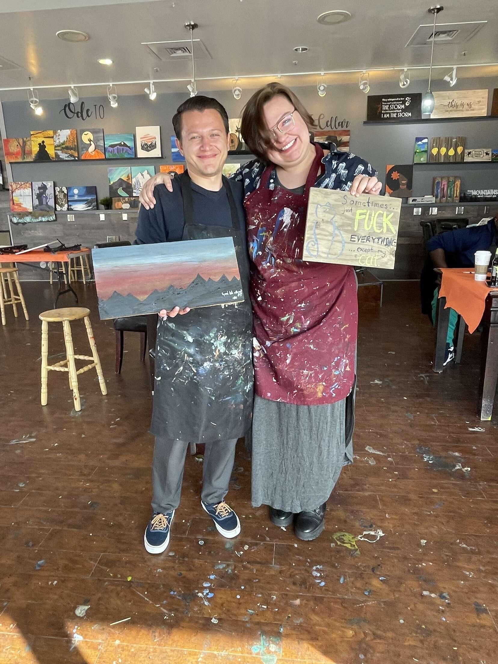 The Proposal; we had shown up half an hour late for our paint session because we’d gotten a flat, and Uncle Jim had to pick us up last minute and drop us off.