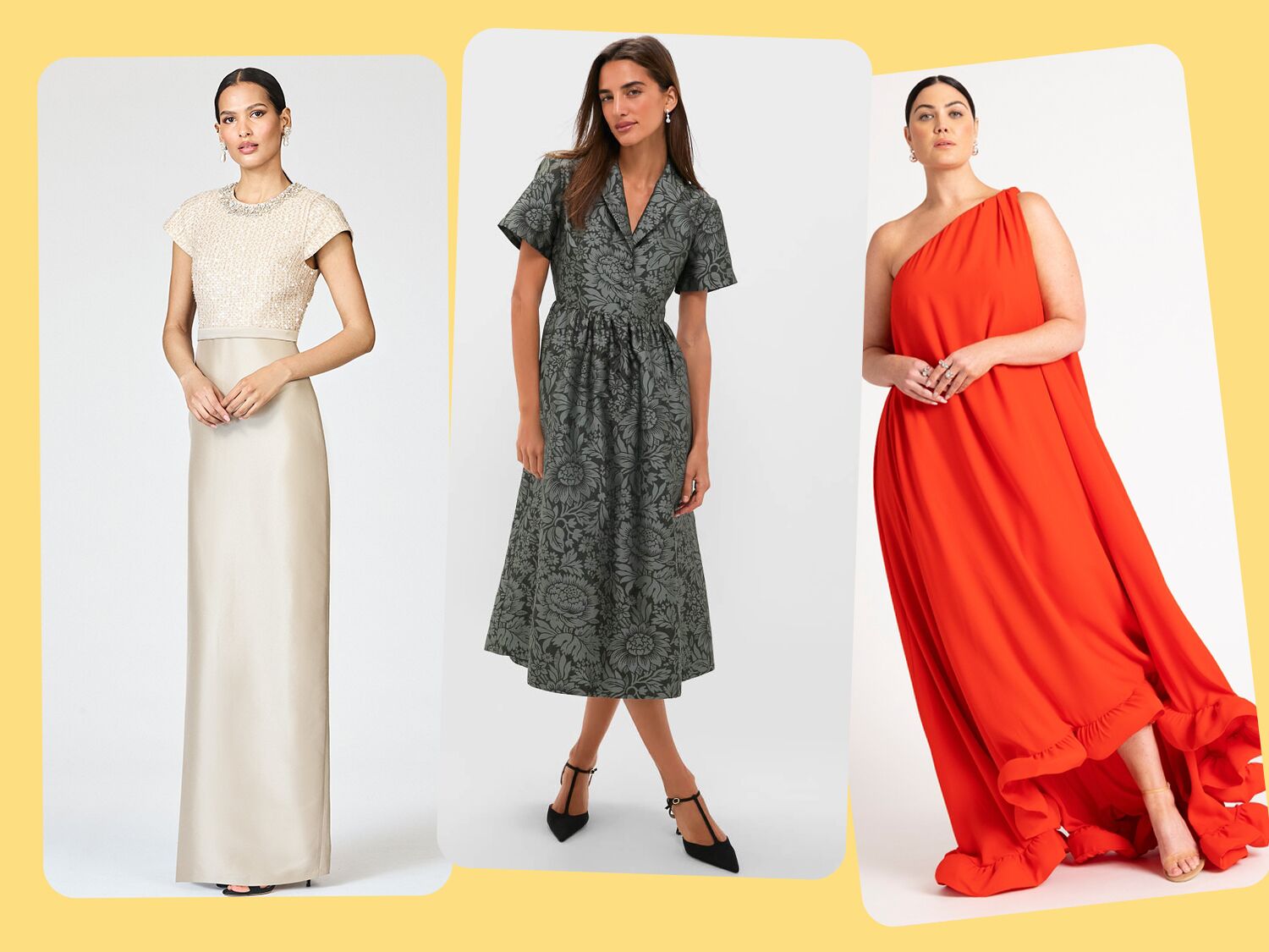 Three mother-of-the-groom dresses for weddings