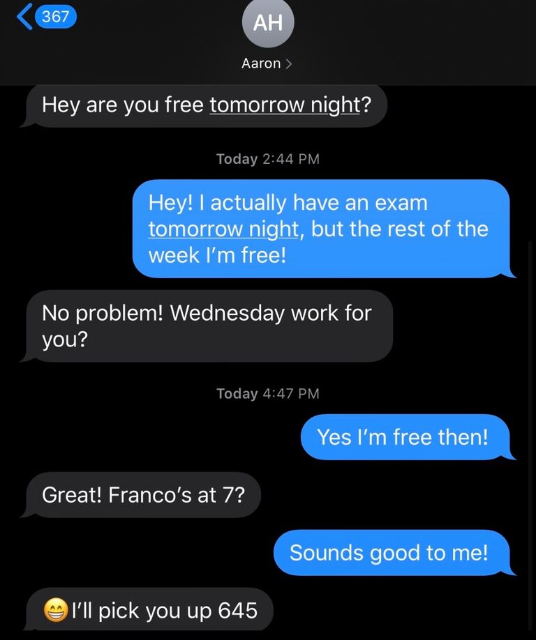 How it started...😂 (our first date at Franco's)