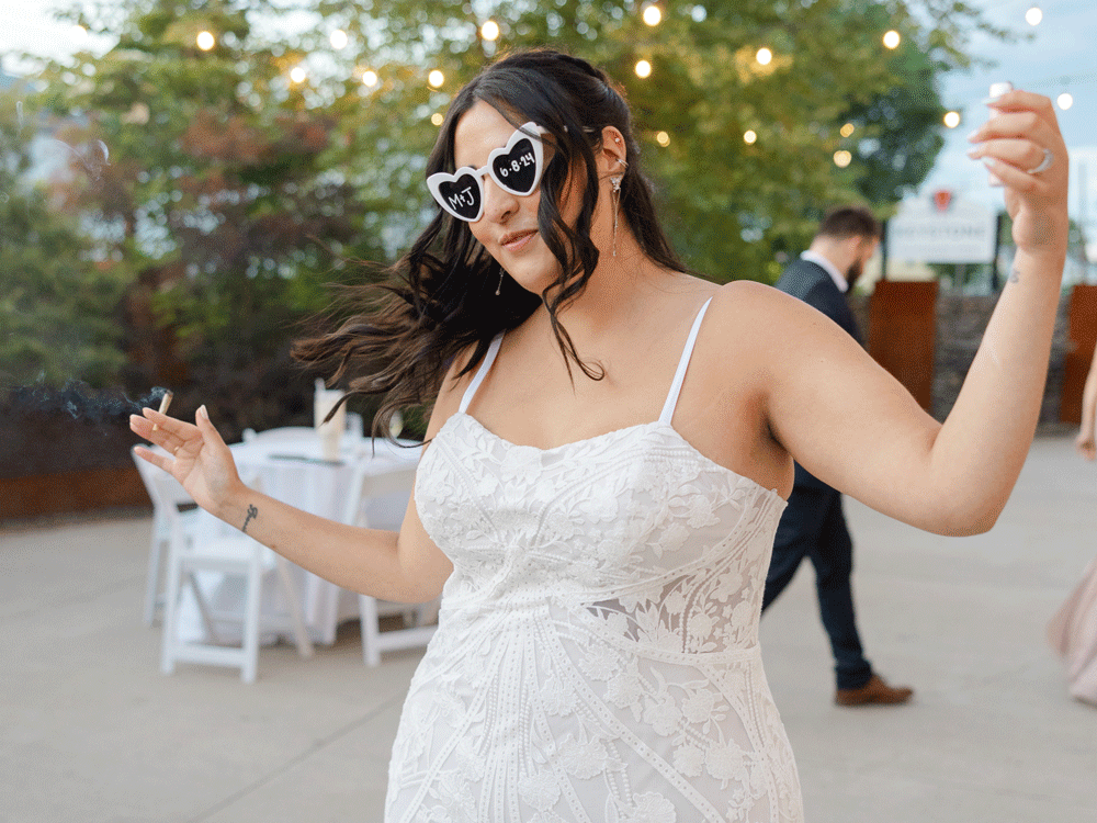 Bride with joint at weed wedding