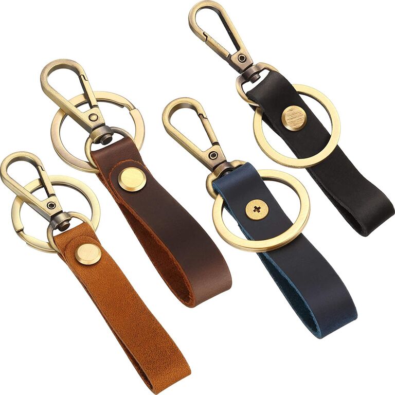 Leather keychains practical rustic wedding favors