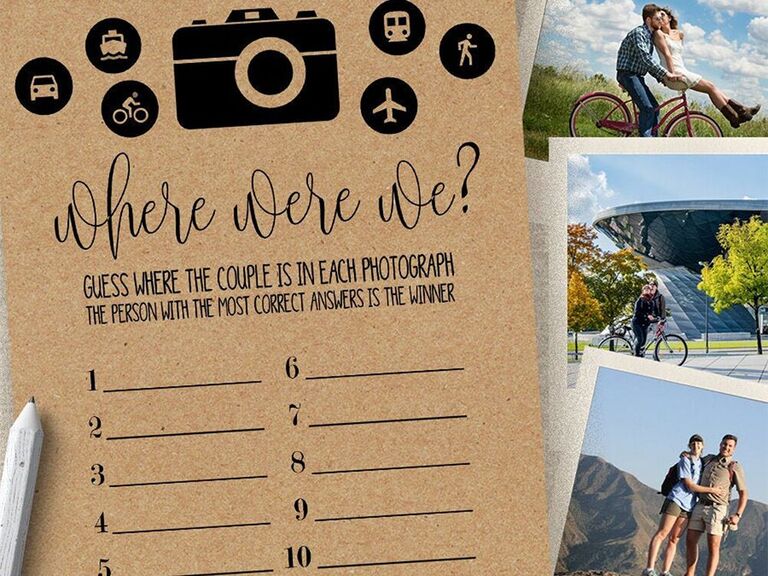 Travel-themed photo guessing game for your bridal shower