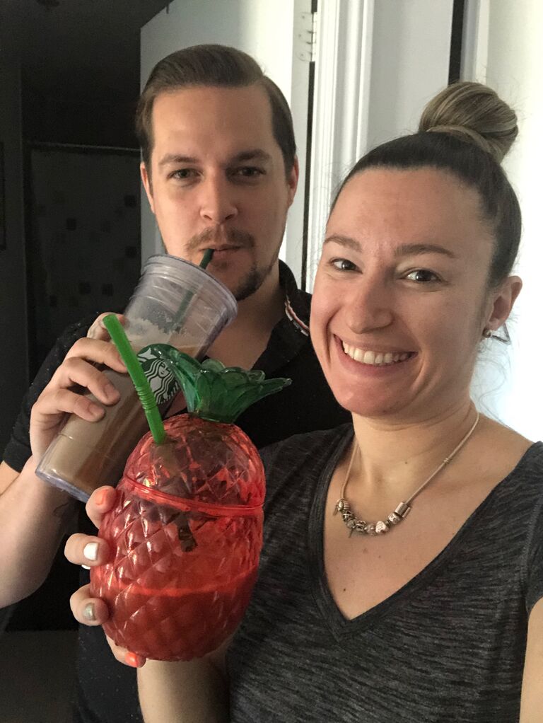 Our first selfie together on Alex's Birthday ft. my pineapple cup gift from Tyler!