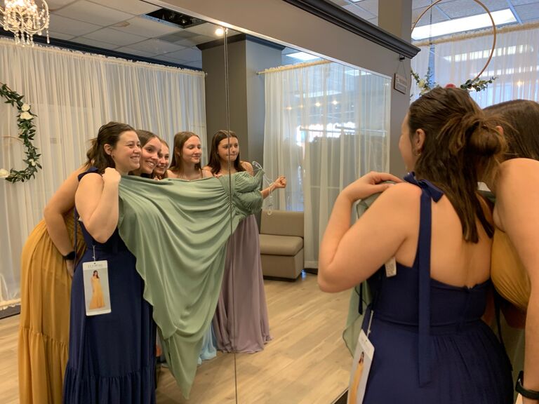 Ariana took her bridesmaids to Girls in White Satin to help them find the perfect dresses for the big day!