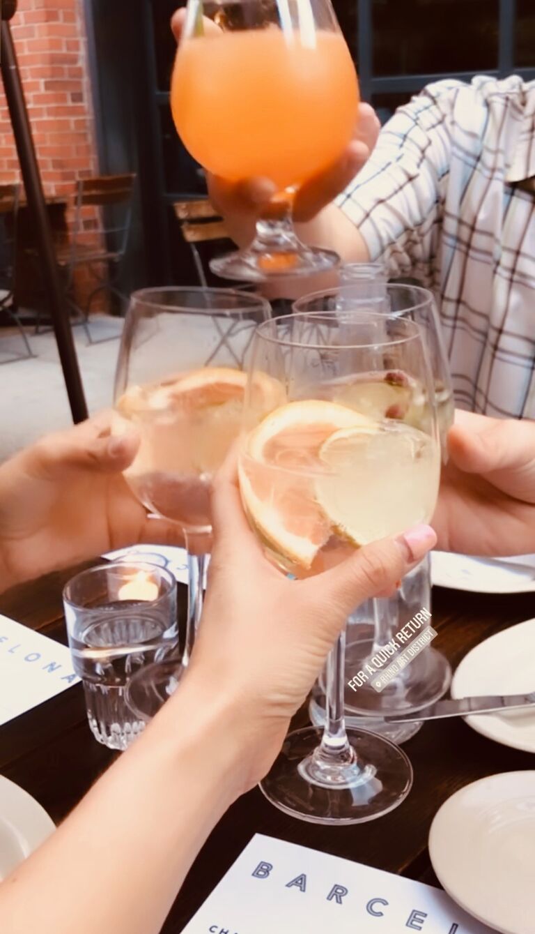 The farewell toast with Jen and Phil,


"For a quick return"