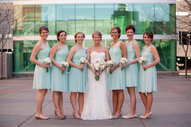 dusty mint bridesmaid dresses