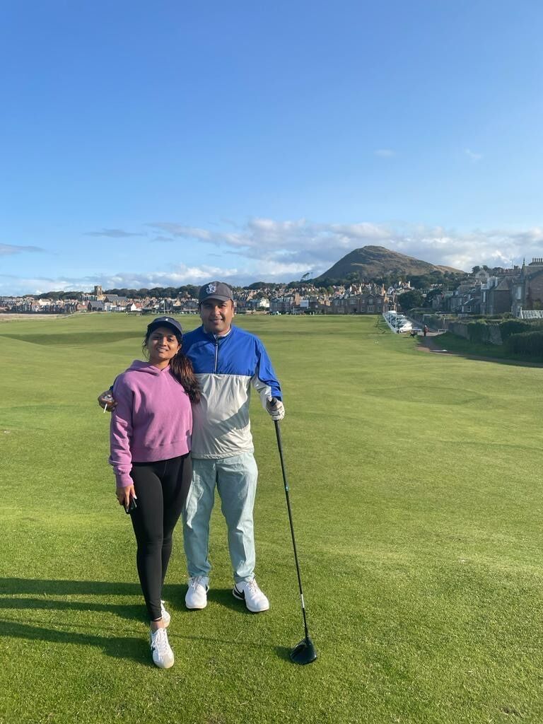 Brinda's acquaintance to Golf (Udit's first love!!!) 
A golf trip around Ireland and Scotland including St Andrews (Mecca of Golf)..