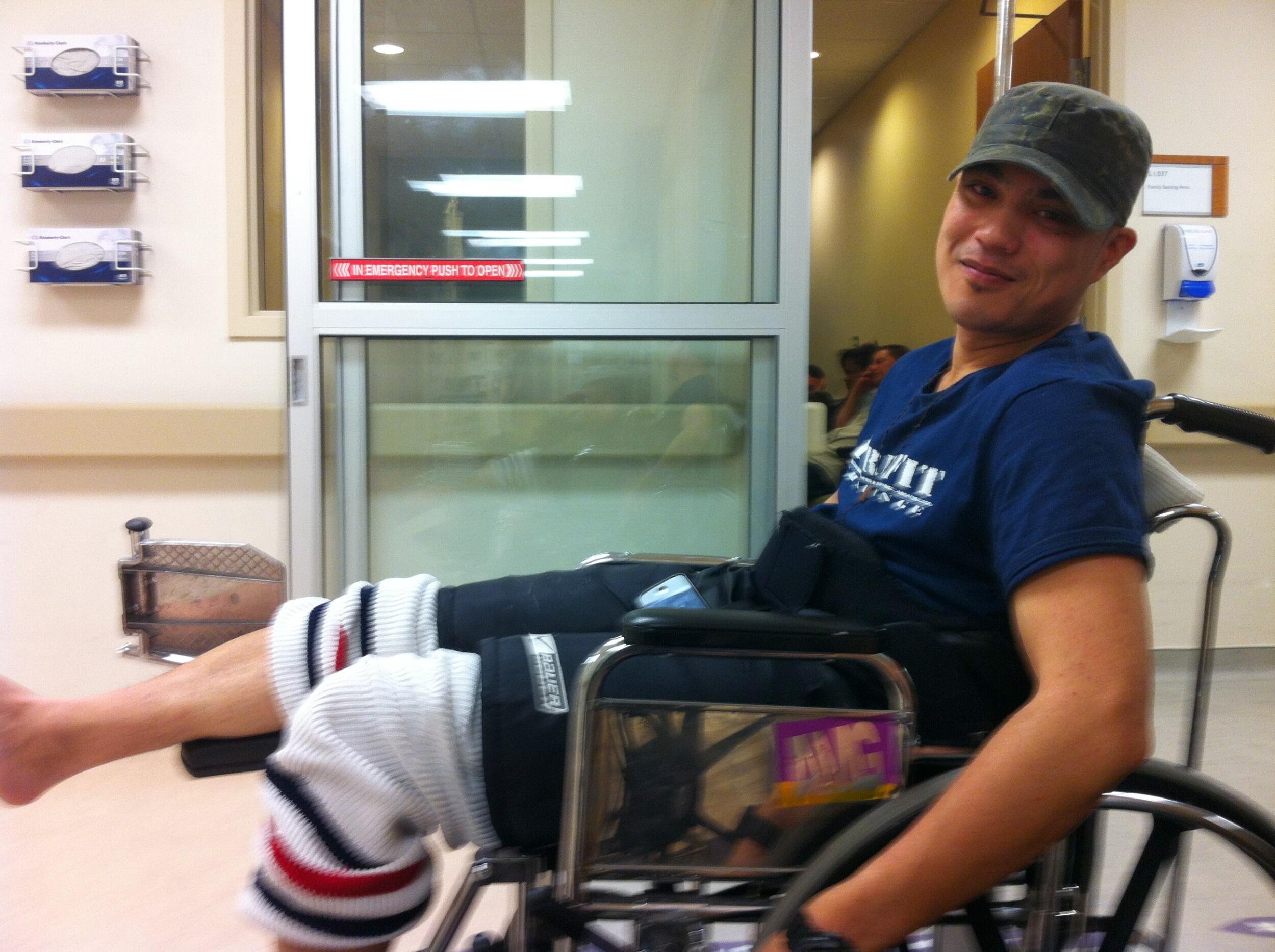 Cool Eug!! Broken Ankle a week before graduation and 2 weeks before leaving for Jamaica!