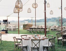 Tented wedding reception setup from wedding rental companies