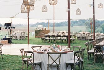 Tented wedding reception setup from wedding rental companies