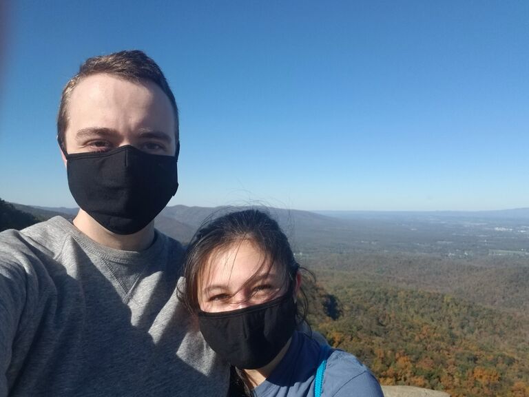Josh and Julia take on the pandemic together. Julia moved into Josh's 550 sqft apartment with him, and to keep from going crazy they went on frequent walks and hikes together (Humpback Rock pictured here).