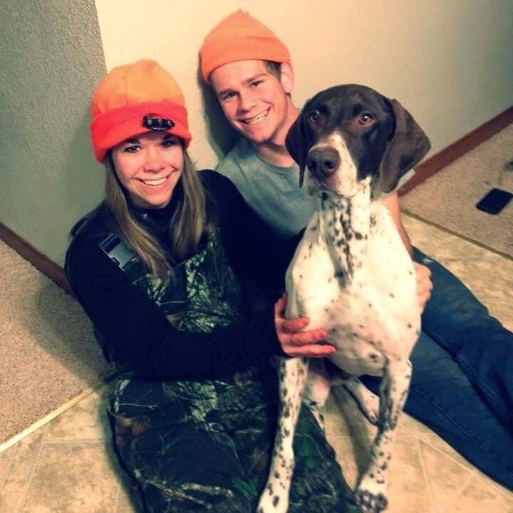 We swiped right! 
The left shows one of Jakes profile photos with his sister Sarah and dog Otis