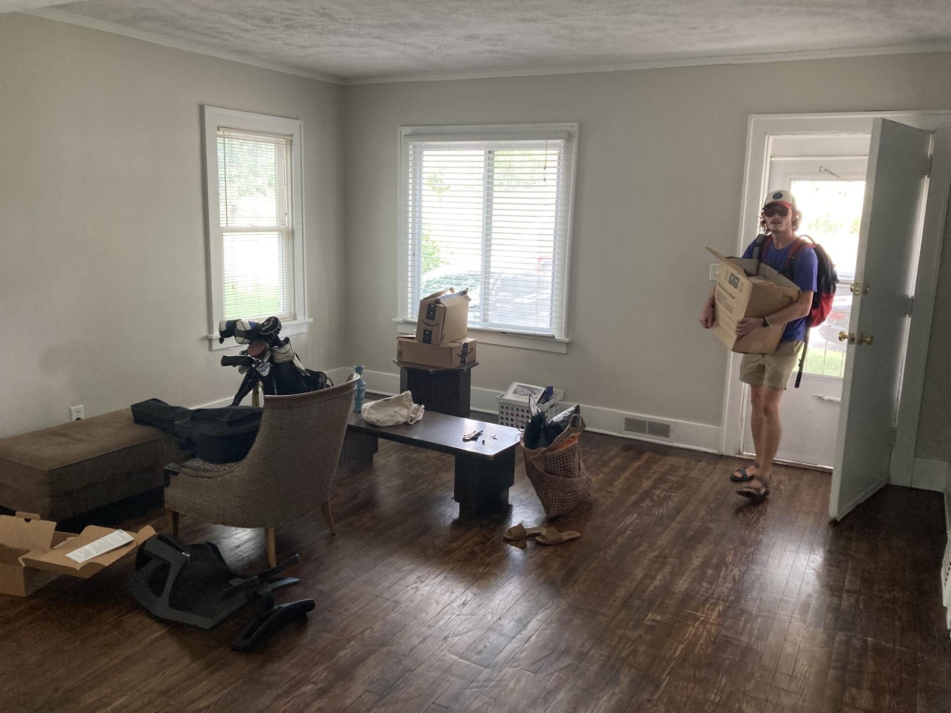 Anthony and Rebecca decide that finally living in the same city isn't enough; it's time to move in together. They rent a duplex and love their neighborhood.