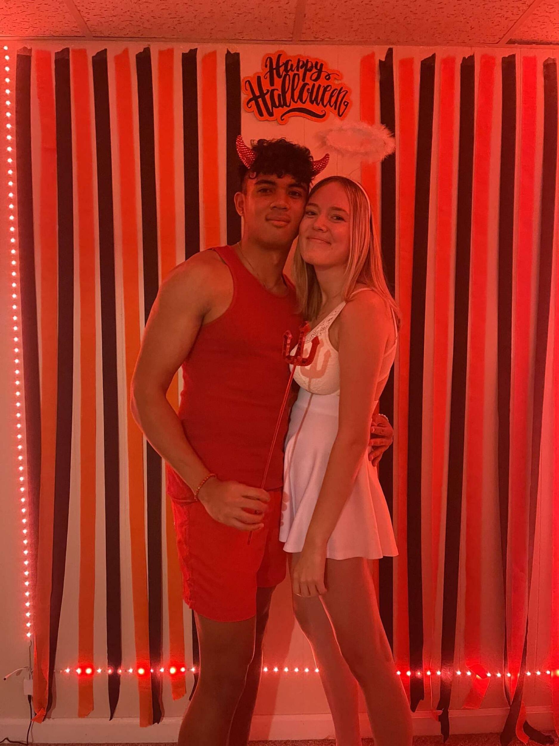 Our first Halloween together - "just friends" Elise and Josh wore matching costumes?